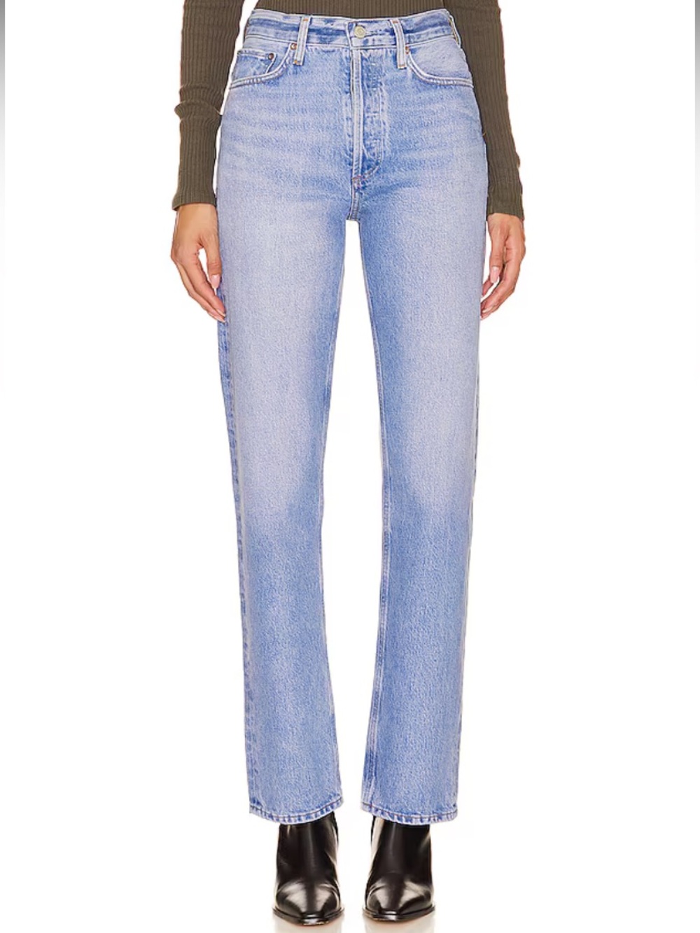 Agolde 90's Pinch Waist High Rise Straight Jean Light Blue Wash NWT Size 26